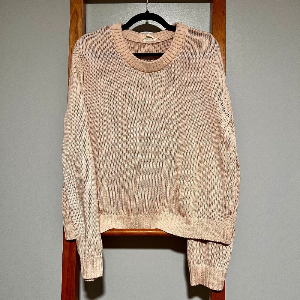 Pact Organic Cotton Tissue Pink Open-Knit Crew